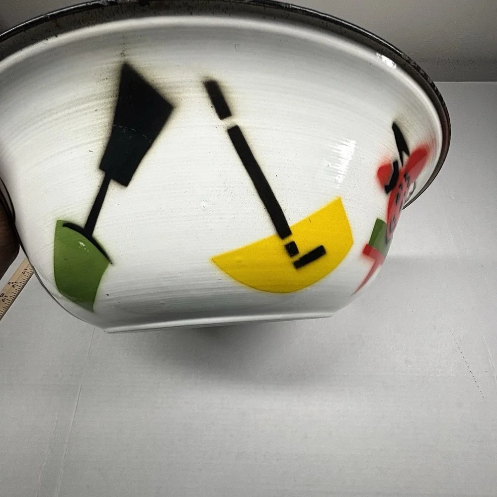 VTG MCM Enamelware Metal Grilling BBQ Serving Tray Bowl‎ Set Retro Atomic Tiki